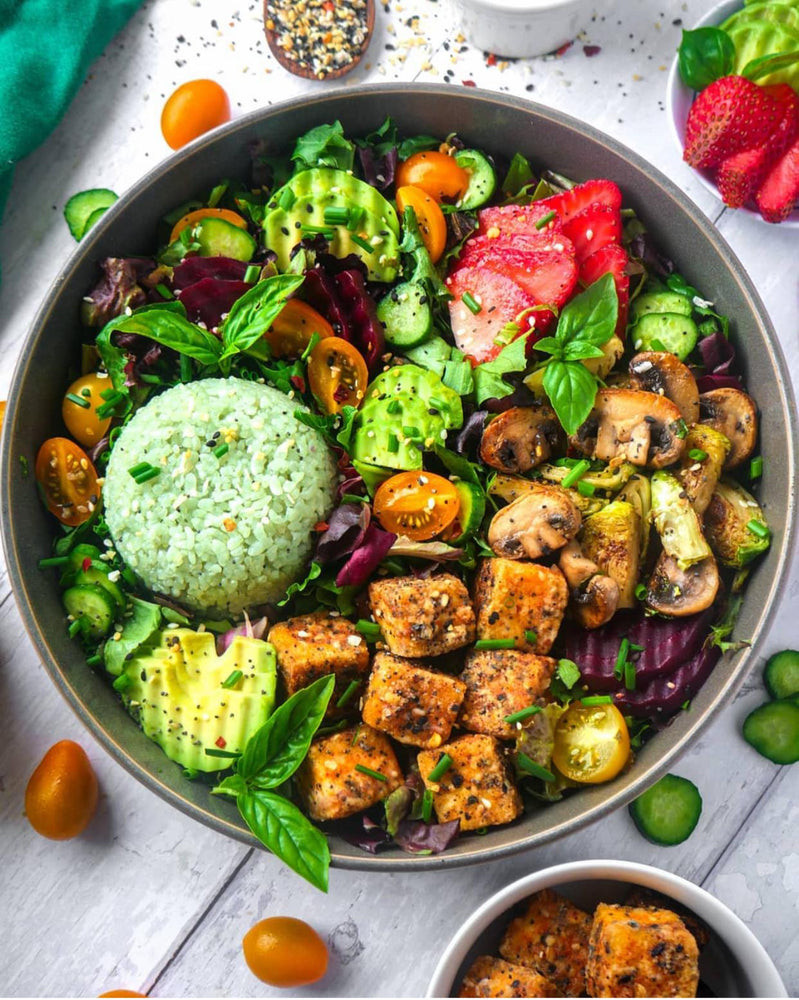 Spiced Tofu Sesame Seed Rice Bowl